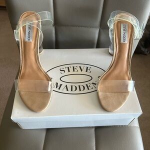 Steve Madden Clear Strap Tan Heels